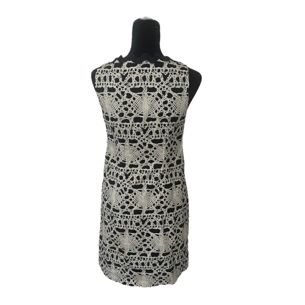 Vivienne Tam Abstract Cream and Black Sleeveless Retro Style Dress Size 4 - Picture 5 of 15